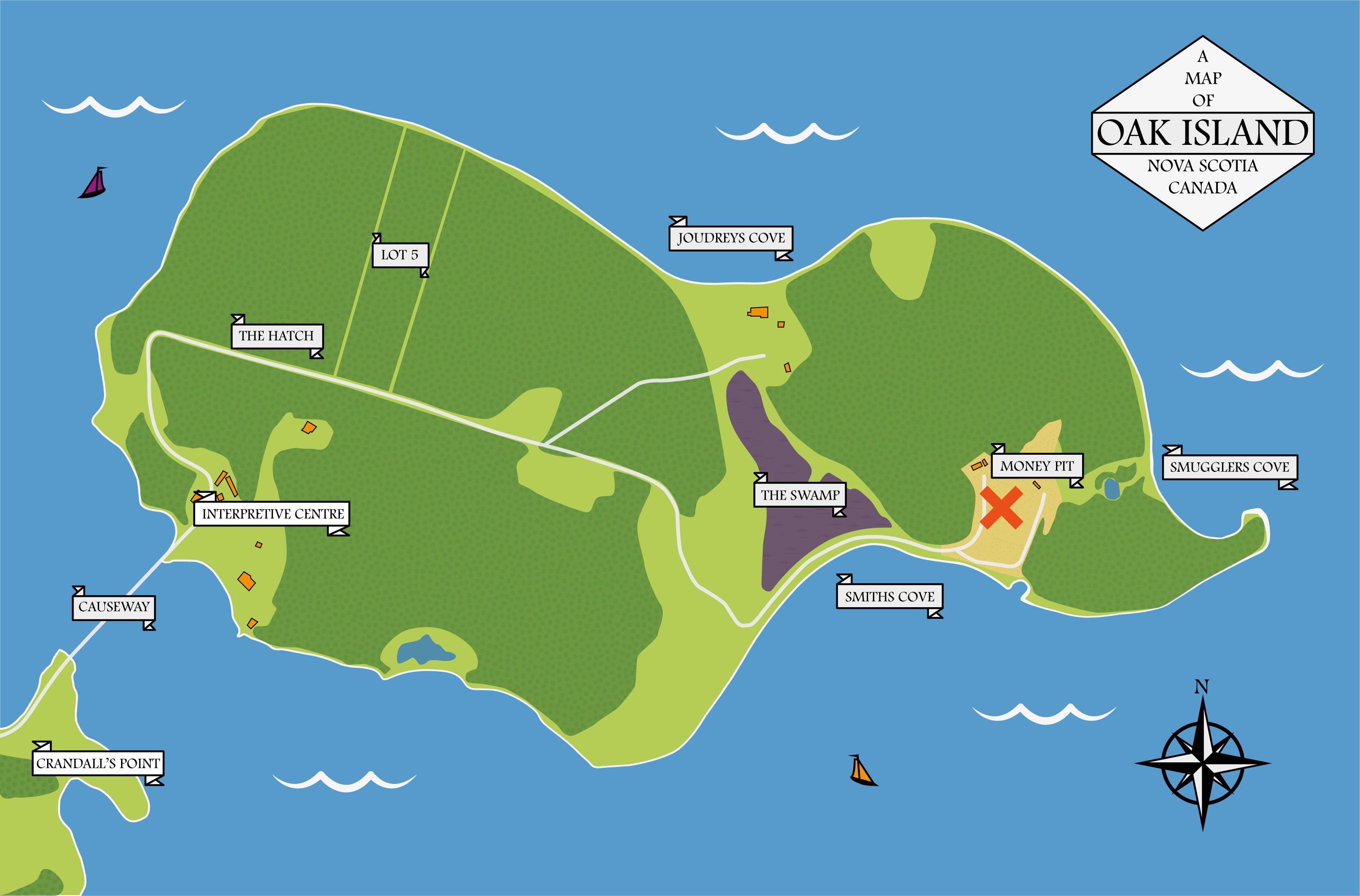 Oak Island Beach Map